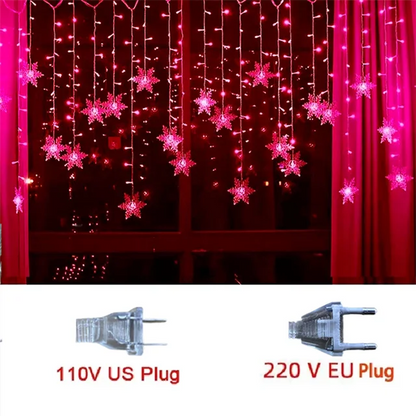 LED Curtain Lights Snowflake Design 8 Modes IP44