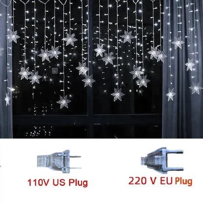 LED Curtain Lights Snowflake Design 8 Modes IP44