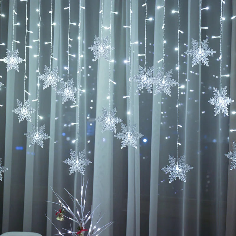 LED Curtain Lights Snowflake Design 8 Modes IP44