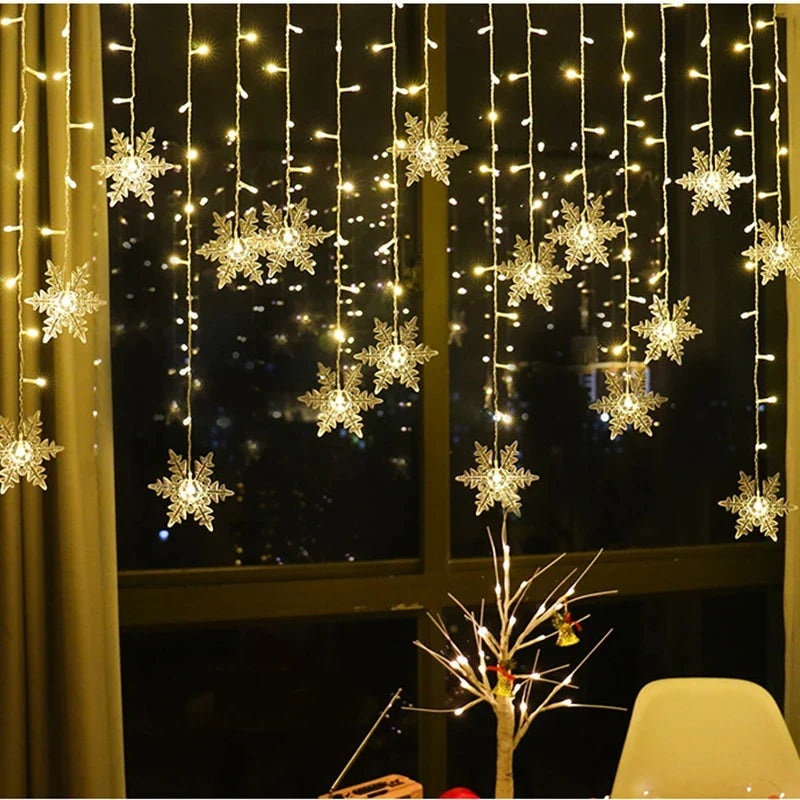 LED Curtain Lights Snowflake Design 8 Modes IP44