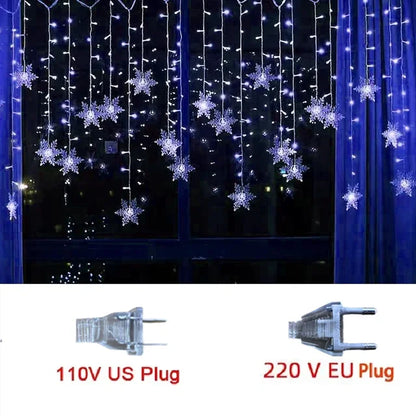LED Curtain Lights Snowflake Design 8 Modes IP44
