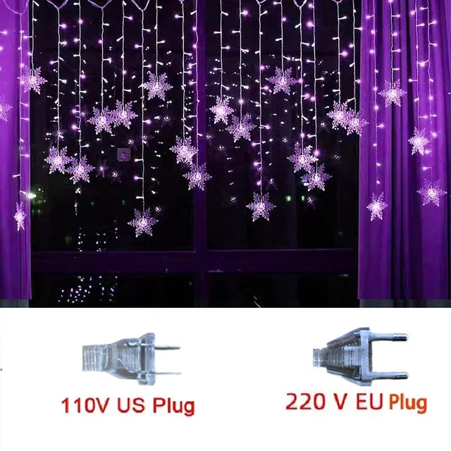 LED Curtain Lights Snowflake Design 8 Modes IP44