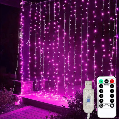 LED Curtain Lights USB Type-C Powered 8 Light Modes