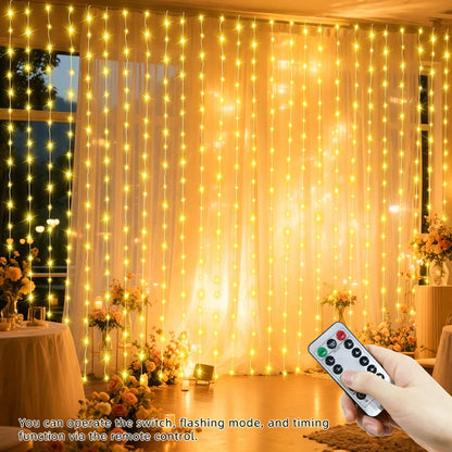 LED Curtain Lights USB Type-C Powered 8 Light Modes