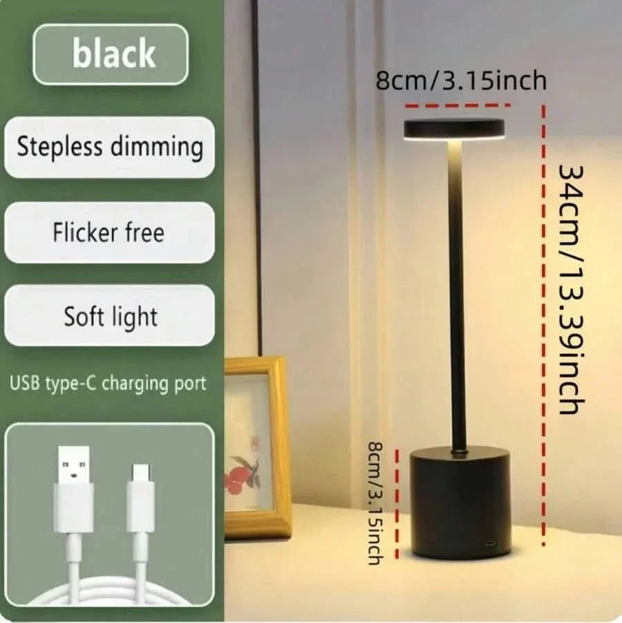 LED Desk Lamp Dimmable Flame Effect Rechargeable