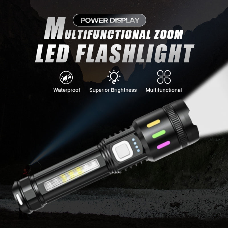 LED Flashlight Zoomable 600m Range USB-C Fast-Charging