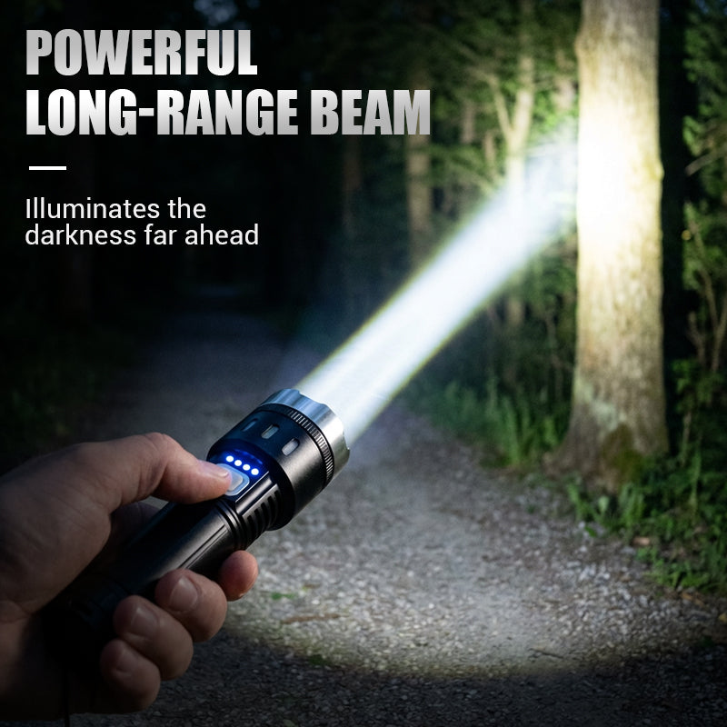 LED Flashlight Zoomable 600m Range USB-C Fast-Charging