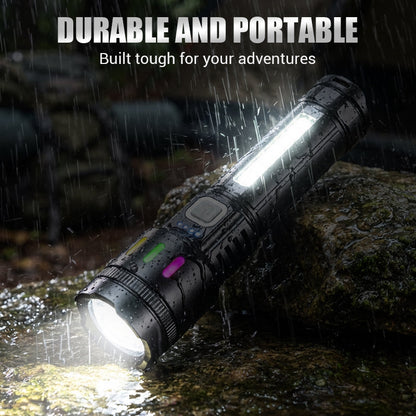 LED Flashlight Zoomable 600m Range USB-C Fast-Charging