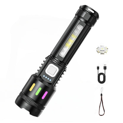 LED Flashlight Zoomable 600m Range USB-C Fast-Charging