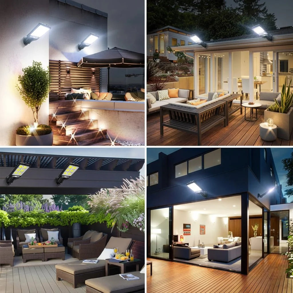LED Floodlight Solar-Powered Motion-Activated Waterproof