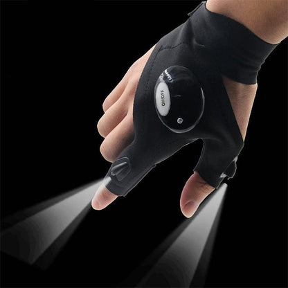 LED Gloves Fingertip Lights Cotton Silicone Grip