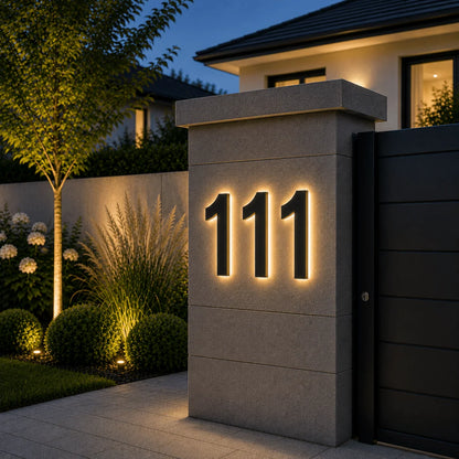 LED House Number Sign Stainless Steel Weatherproof IP68 Waterproof Protection