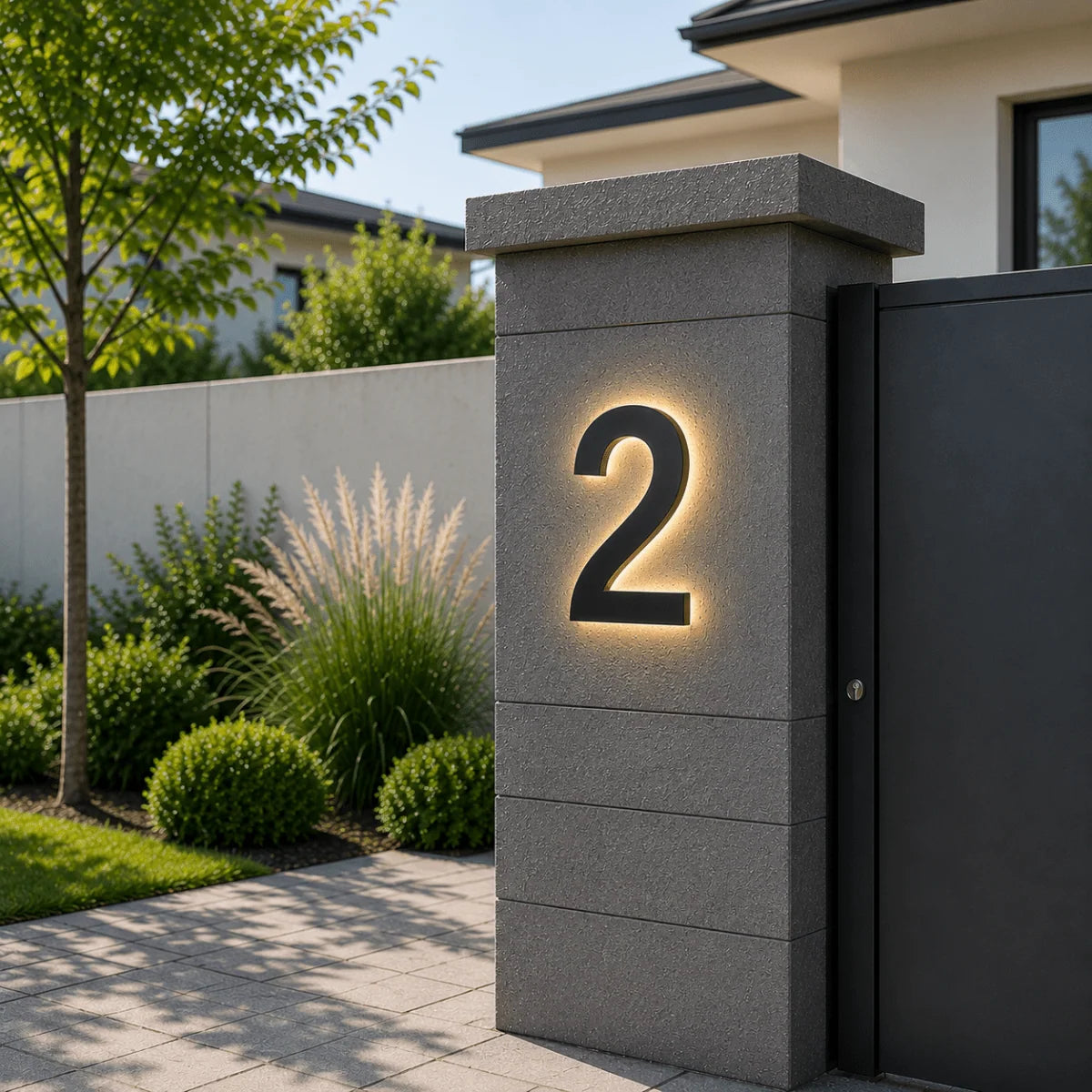 LED House Number Sign Stainless Steel Weatherproof IP68 Waterproof Protection