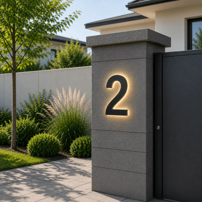 LED House Number Sign Stainless Steel Weatherproof IP68 Waterproof Protection