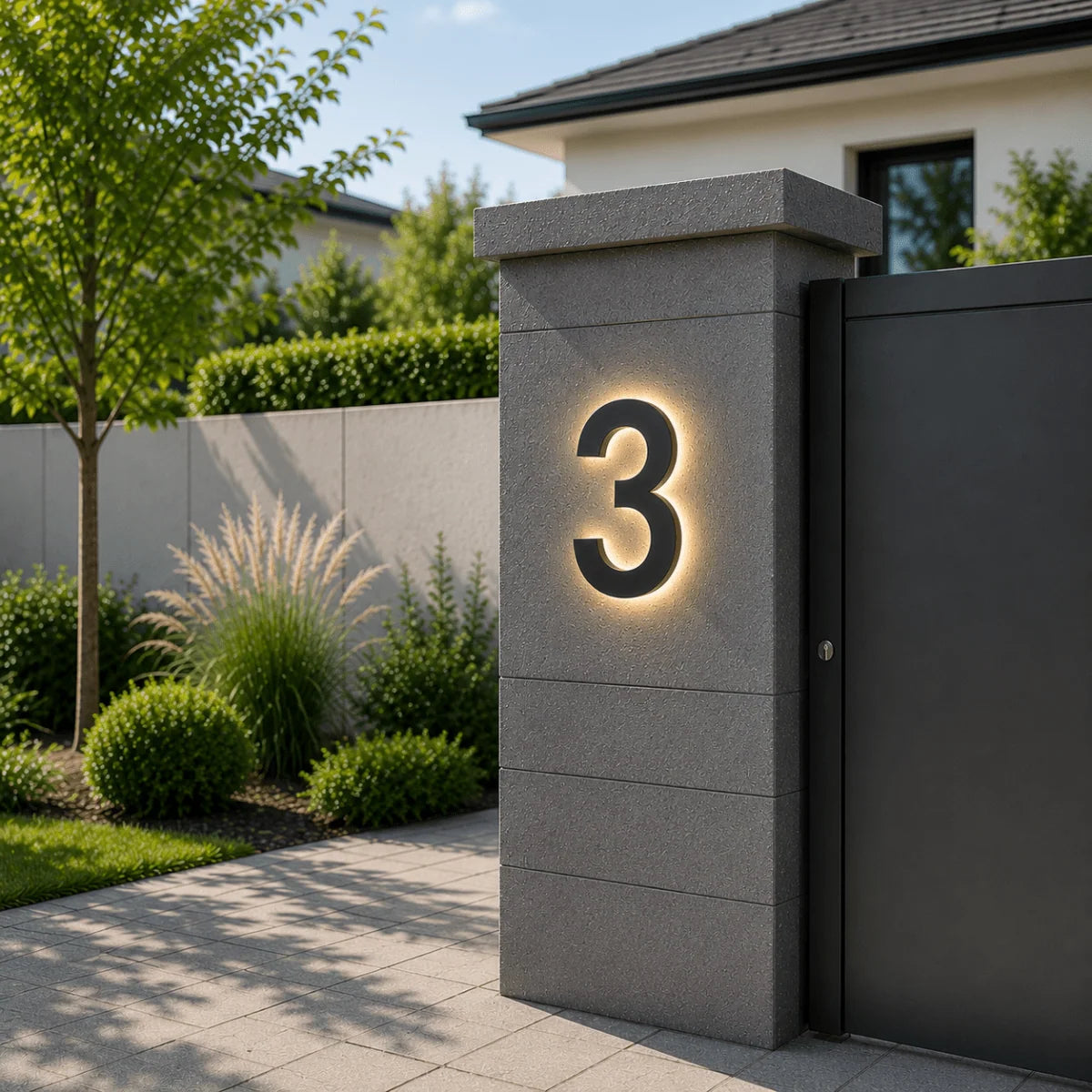 LED House Number Sign Stainless Steel Weatherproof IP68 Waterproof Protection