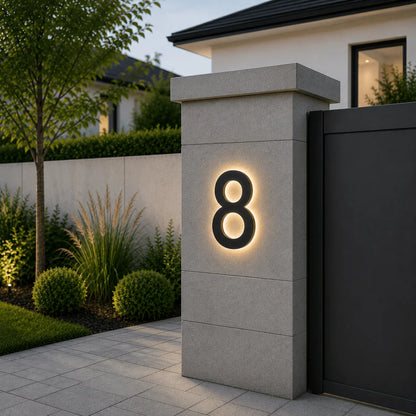 LED House Number Sign Stainless Steel Weatherproof IP68 Waterproof Protection