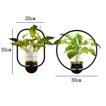 LED Plant Wall Light Warm Backlight & Glass Vase