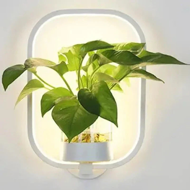 LED Plant Wall Light Warm Backlight & Glass Vase