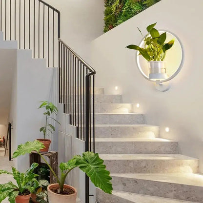 LED Plant Wall Light Warm Backlight & Glass Vase