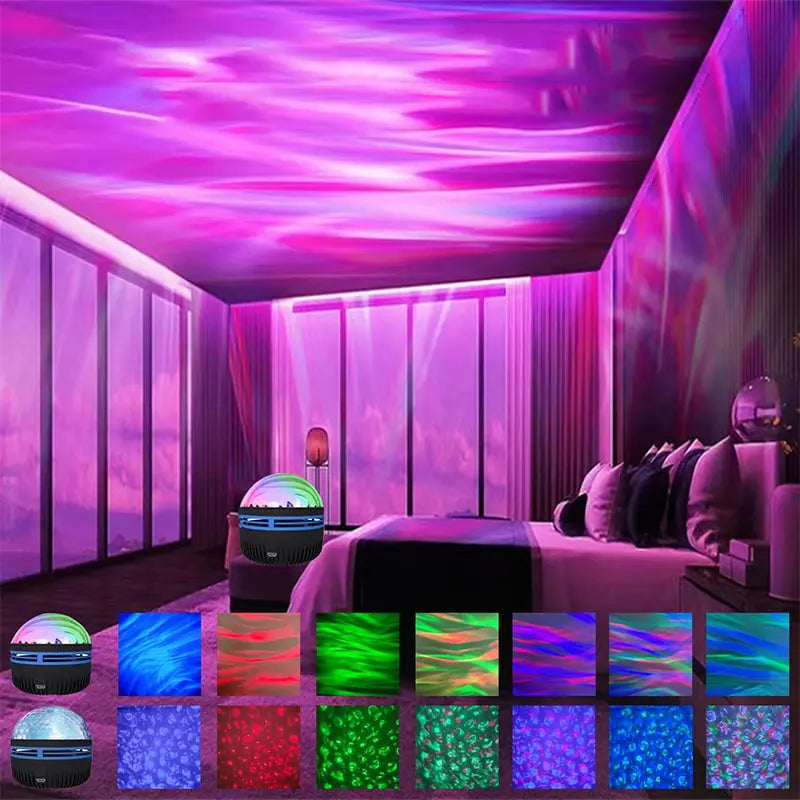 LED Projector Night Light Aurora & Water Wave USB-Powered