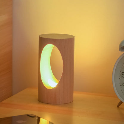 LED Table Lamp Solid Wood USB Powered Warm White