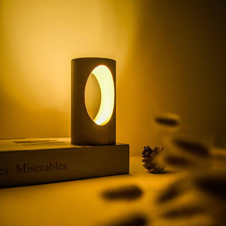 LED Table Lamp Solid Wood USB Powered Warm White