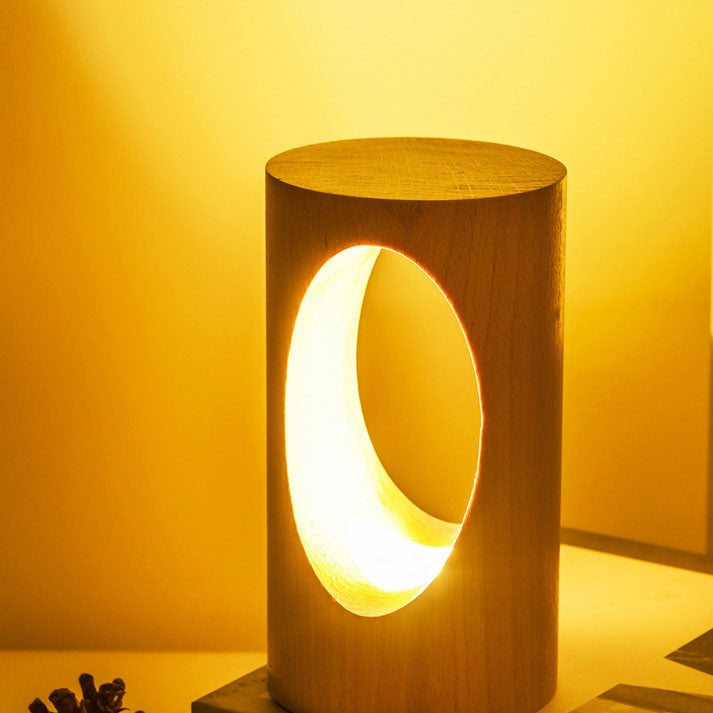 LED Table Lamp Solid Wood USB Powered Warm White