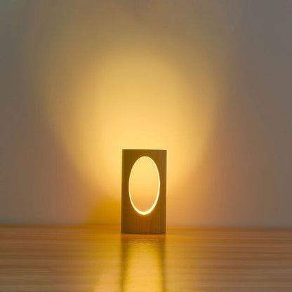 LED Table Lamp Solid Wood USB Powered Warm White