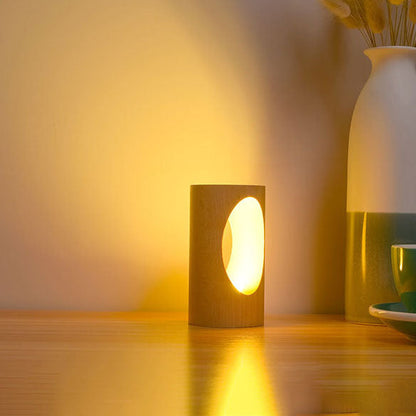 LED Table Lamp Solid Wood USB Powered Warm White