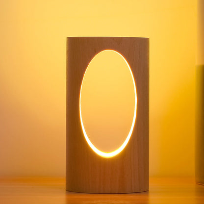 LED Table Lamp Solid Wood USB Powered Warm White