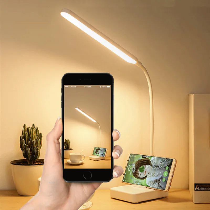 LED Table Lamp Touch Control Adjustable Brightness USB Rechargeable