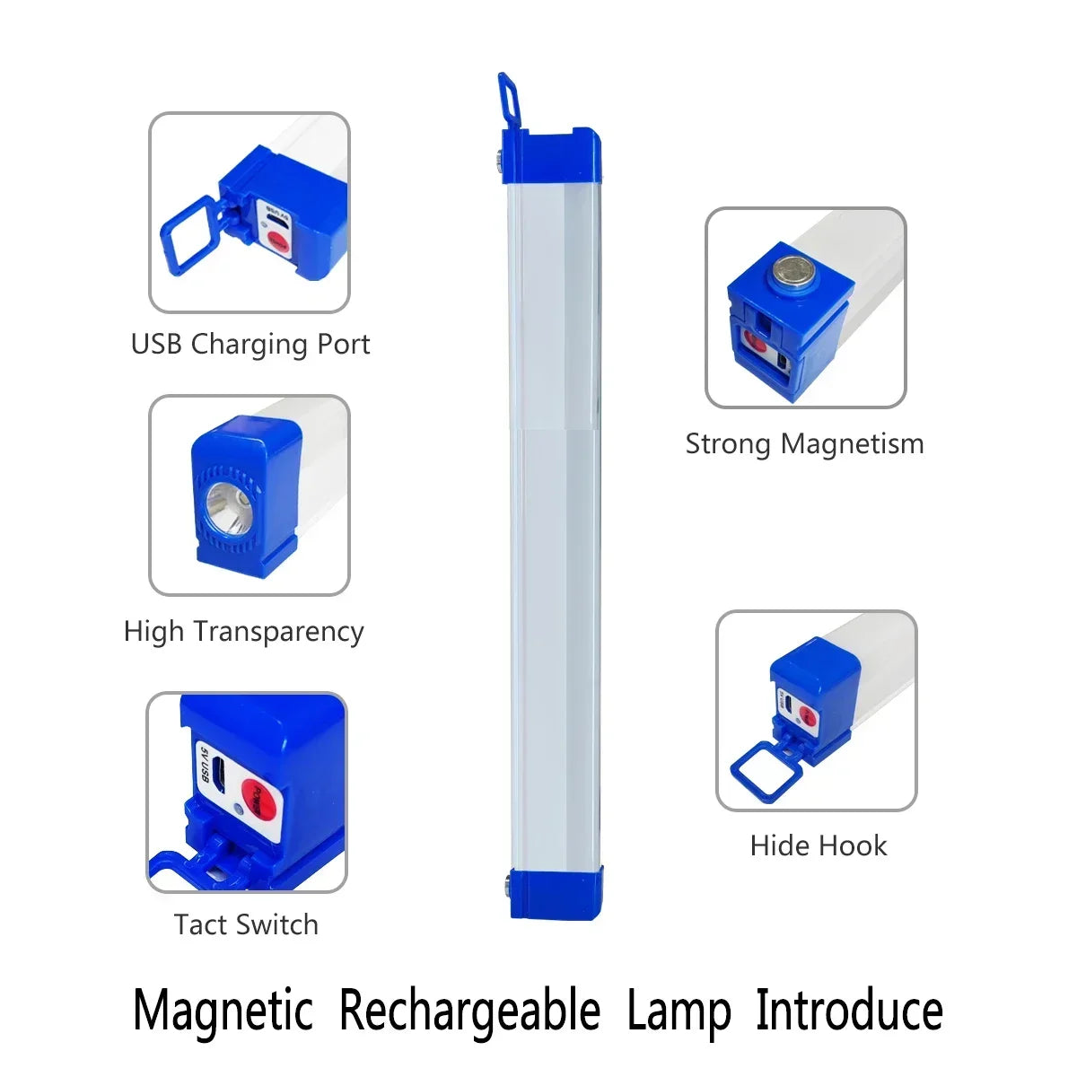 LED Tube Light Dual Mode USB Rechargeable Magnetic Mount