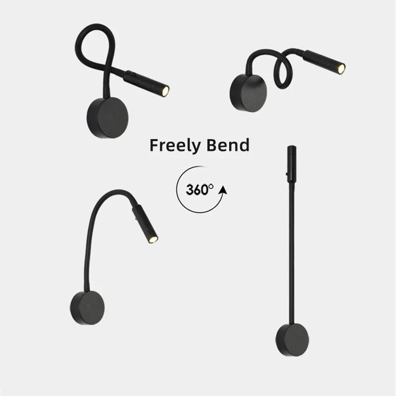 LED Wall Light Swivel Arm Touch Switch Three Temperatures
