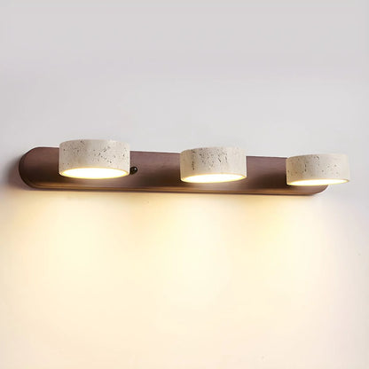 LED Wall Light Travertine Wood Integrated Dual LEDs Soft Ambient Glow