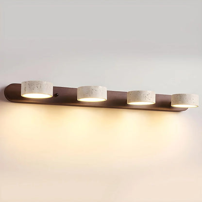 LED Wall Light Travertine Wood Integrated Dual LEDs Soft Ambient Glow