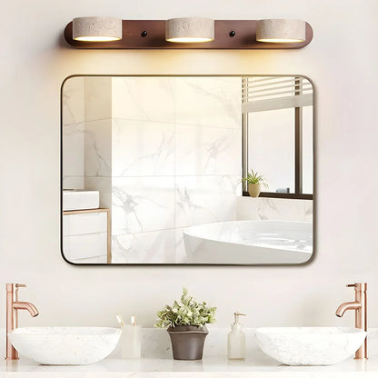 LED Wall Light Travertine Wood Integrated Dual LEDs Soft Ambient Glow