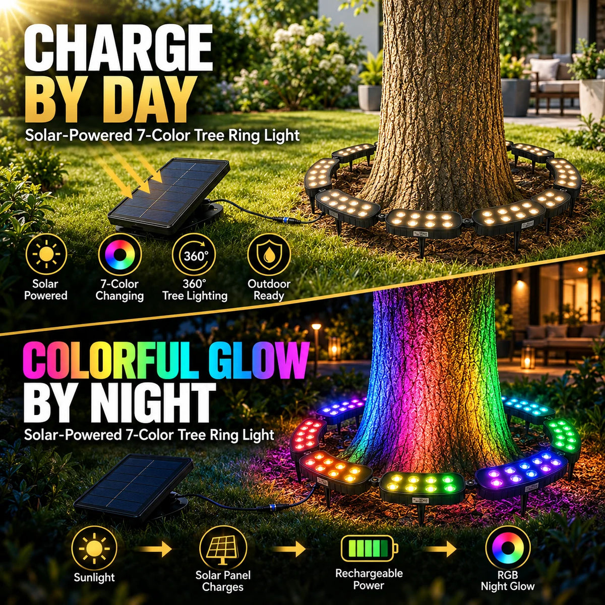 Landscape Ring Light Solar-Powered 7-Color RGB 360°