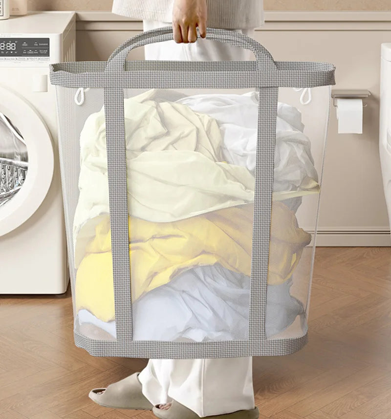 Laundry Basket Foldable Breathable Mesh Large Capacity