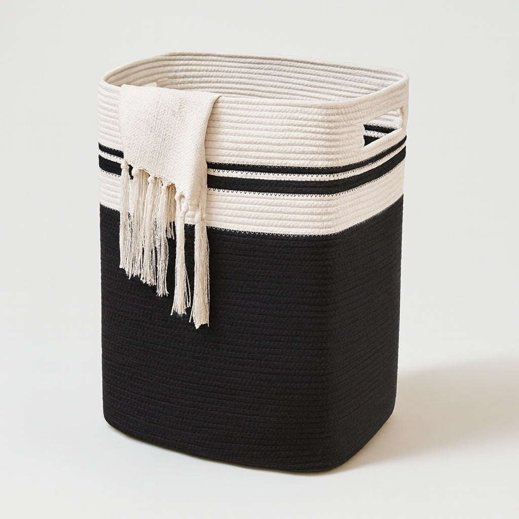 Laundry Basket Jumbo Woven Cotton Rope Foldable