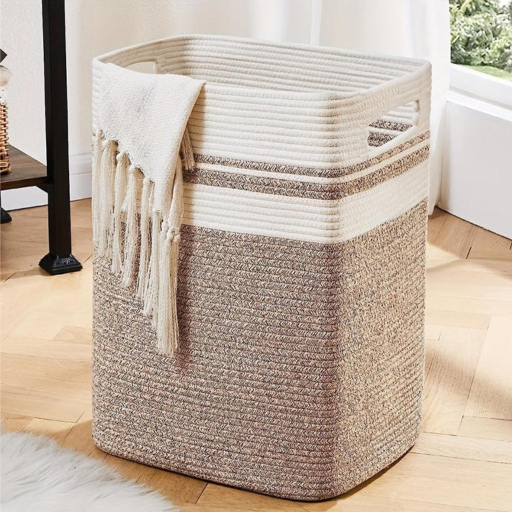 Laundry Basket Jumbo Woven Cotton Rope Foldable