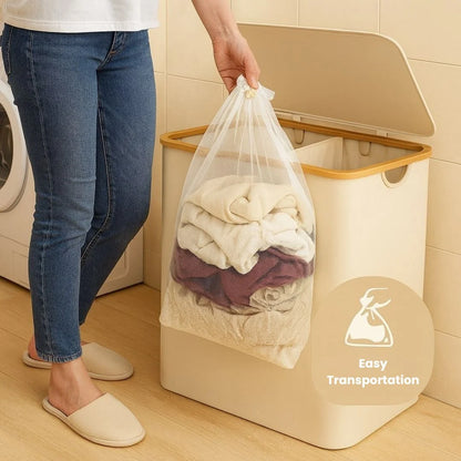 Laundry Hamper Three-Compartment Removable Bags & Lid