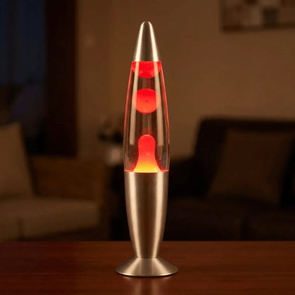 Lava Lamp Wax Motion Warm Ambient Light Glass & Aluminum Base