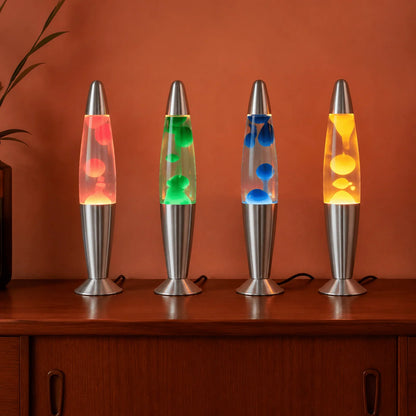 Lava Lamp Wax Motion Warm Ambient Light Glass & Aluminum Base