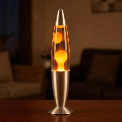 Lava Lamp Wax Motion Warm Ambient Light Glass & Aluminum Base