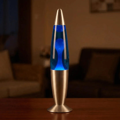 Lava Lamp Wax Motion Warm Ambient Light Glass & Aluminum Base