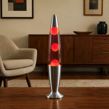 Lava Lamp Wax Motion Warm Ambient Light Glass & Aluminum Base