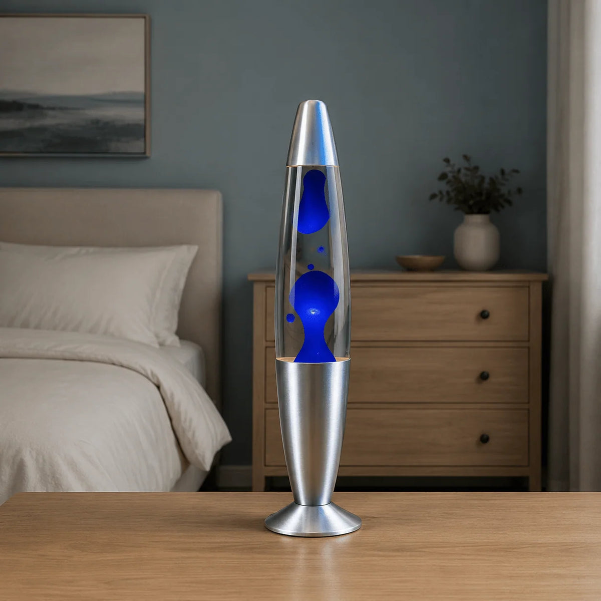 Lava Lamp Wax Motion Warm Ambient Light Glass & Aluminum Base