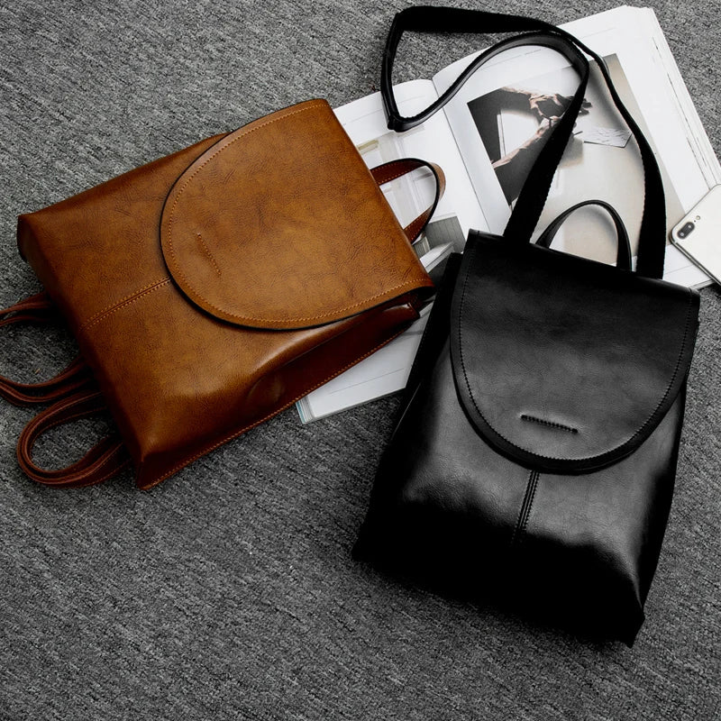 Leather Backpack Laptop-Friendly Roomy Compartments for Commuting & Travel
