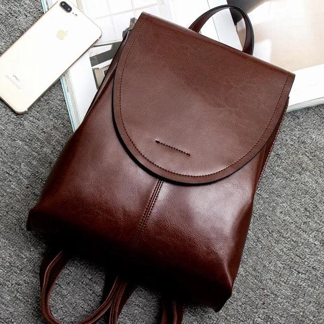 Leather Backpack Laptop-Friendly Roomy Compartments for Commuting & Travel
