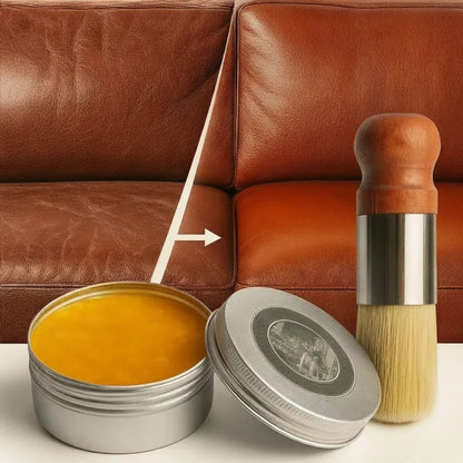 Leather Care Balm Wax Based Colorless Wooden Brush Included